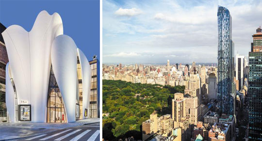 
	최근 문을 연 디올 서울 부티크. 사각 상자를 탈피해 유연한 천 모양으로 디자인했다(왼쪽). 오른쪽 사진은 뉴욕 맨해튼에 포르장파르크가 설계한 높이 306m(지상 75층) 주상복합건물‘One 57’.
