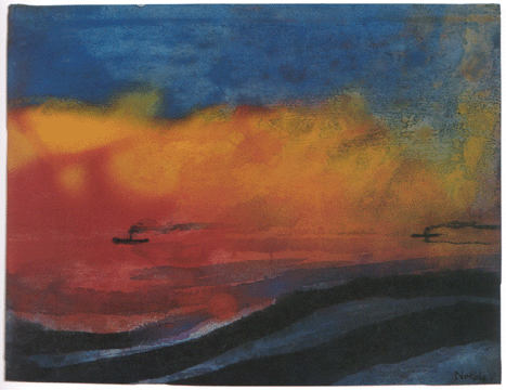 "Meer und Zwei Dampfer Mit Rotem Abendhimmel" by Emil Nolde